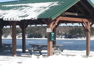 Picnic Pavilion in Snow at Waterfront Park