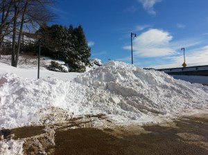 Snow pile from the plow in Bath Maine